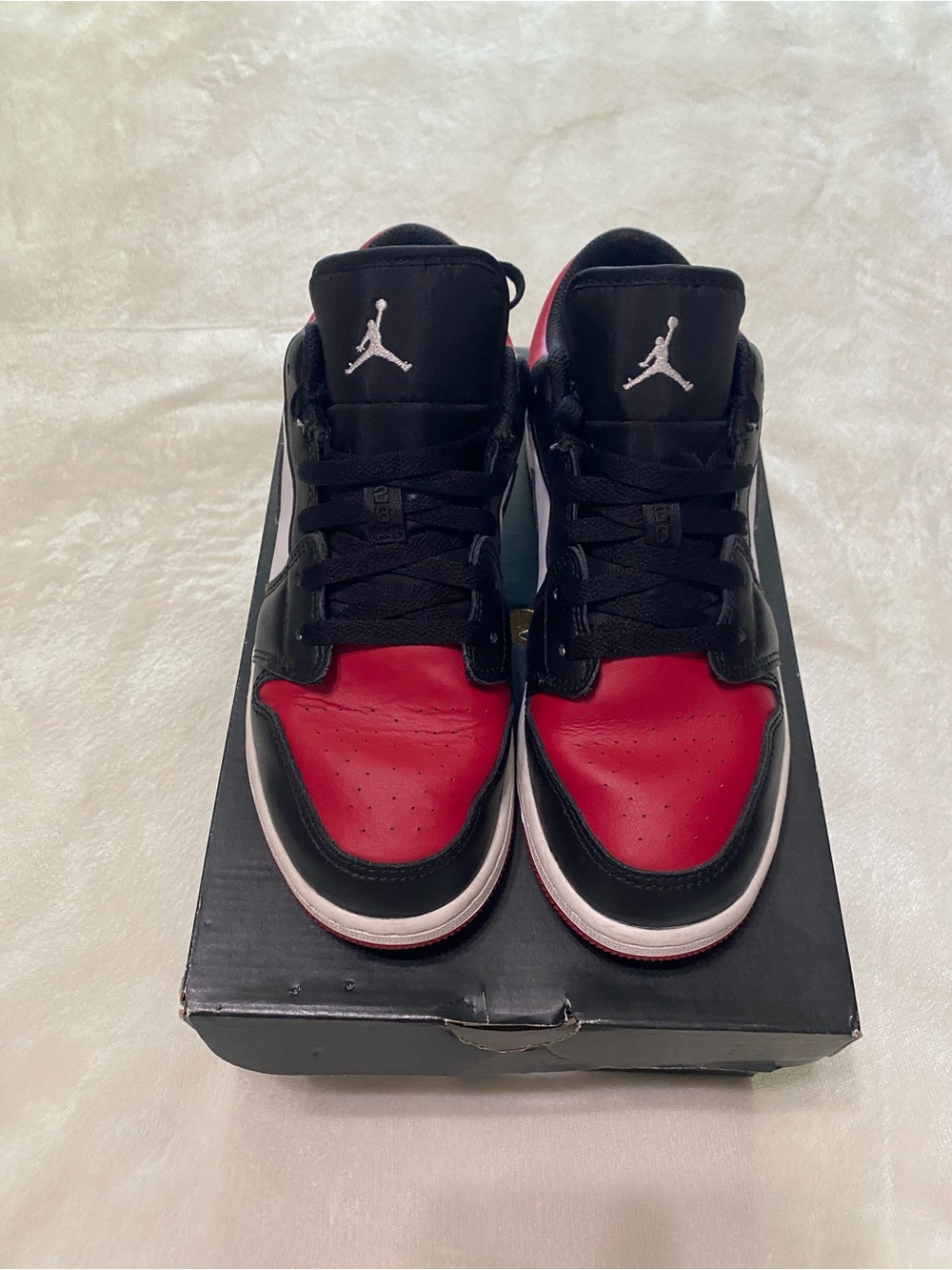 Jordan Kids Black and Red High-Top Sneakers (fits women’s 7-7.5)